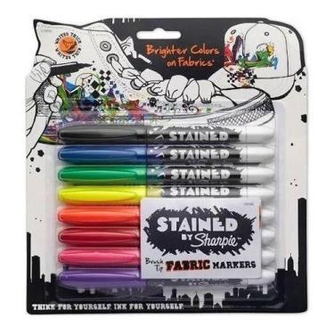 Imagem de Caneta Marcador Permanente Tecido Brush Tip Sharpie 08 Cores