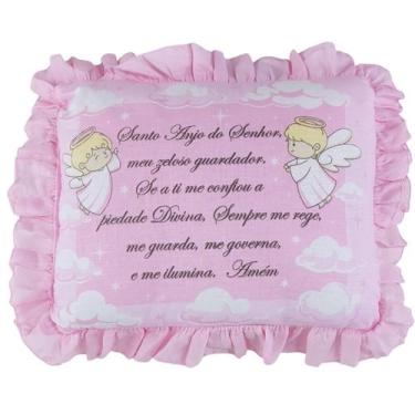 Imagem de Travesseiro Bebê Oração do Santo Anjo do Senhor Infantil Macio e Confo