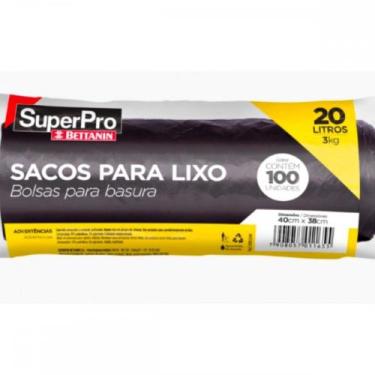 Imagem de Saco De Lixo Superpro Bettanin 20L - 40X50Cm Preto Pacote Com 100 Peca