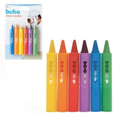 Imagem de Giz Lápis Risque e Apague Caneta Infantil Banho Divertido 6 Cores - Bu