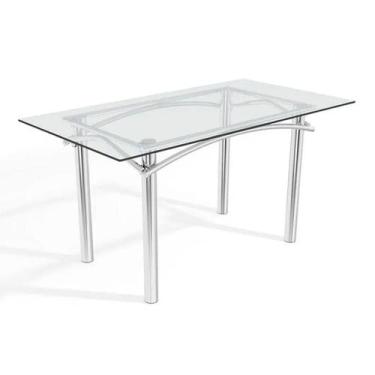 Imagem de Mesa p/ Cozinha Elba c/ Tampo de Vidro 150cm Cromada - Kappesberg