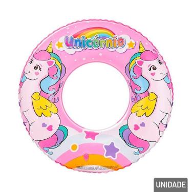 Imagem de Boia Inflável Infantil Unicórnio com Design Encantador em Roxo DM Toys 50CM