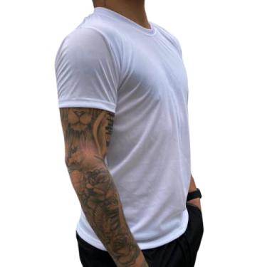 Imagem de Camiseta Dry Fit Treino Masculina Academia Musculação Corrida 100% Poliéster (M, Branco)