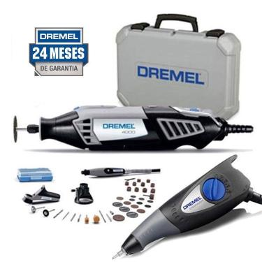 Kit Micro Mini Retifica Furadeira Politriz E Lixadeira Tipo Dremel Completa  40Pcs 250W Com Eixo Flexivel E Maleta 127V