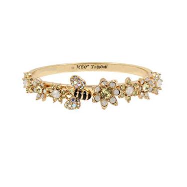 Imagem de Betsey Johnson Bracelete com dobradiça de abelha e flor mista, AMARELO, One Size, Vidro Metal não precioso Vidro