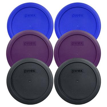 Imagem de Pyrex 7201-PC 4 xícaras (2) azul cadete 118616 e (2) roxos 1119050 e (2) tampas pretas 1113802 (pacote com 6)