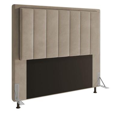 Imagem de Cabeceira Opala Cama Box Casal 140cm Suede Bege