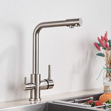 Imagem de Torneira de filtro de água torneira de cozinha torneira de água potável torneiras rotativas de purificação de água para guindastes misturador de pia de cozinha, níquel escovado, China