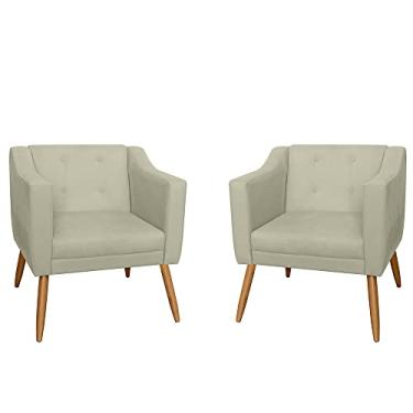 Imagem de Kit 02 Poltronas Decorativas Lavinia Pés Palito Suede Bege - DS Estofados