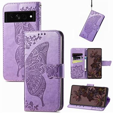 Imagem de YUNCHAO Caixa de telefone Para o Google Pixel 7 5g Butterfly Love Flower Leather Case de telefone em relevo capa para celular