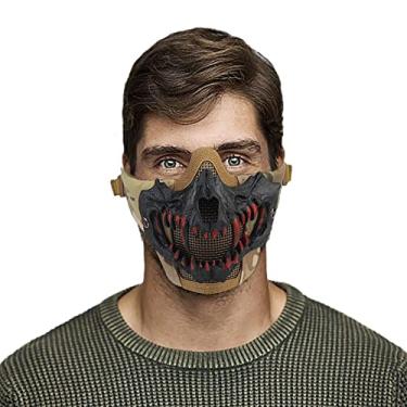 Imagem de Airsoft Meia Face Malha,Mesh Meia Face Crânio - Equipamento de proteção facial de airsoft, malha de proteção facial inferior de airsoft com almofadas laterais, acessórios de
