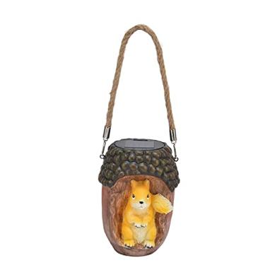 Imagem de Luzes de jardim solar de esquilo, lanterna de suspensão solar de esquilo, luzes decorativas de animais ao ar livre para caminho de pátio, iluminação de paisagem