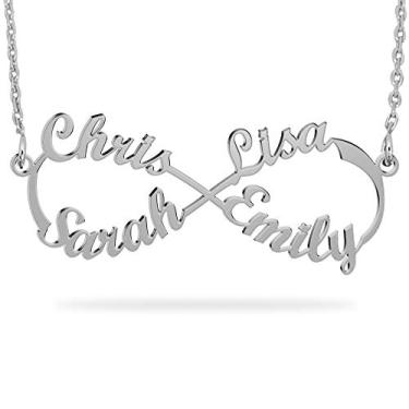 Imagem de Colar de prata esterlina infinito eterno com nome personalizado feito sob medida com qualquer nome colar com pingente