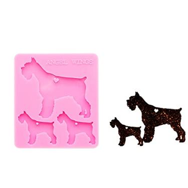 Imagem de Angel Wings Chaveiro de família de cachorro escocês molde de silicone resina epóxi chaveiros moldes de joias molde de silicone moldes de artesanato de resina para pingente molde de fondant decoração de topo de bolo