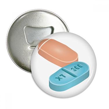 Imagem de Produtos de Saúde Pílulas Ilustração Padrão Abridor de Garrafas Ímã de Geladeira Emblema Multifuncional