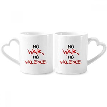 Imagem de No War No Violence Love Peace World Conjunto de canecas de porcelana para casais, copo de cerâmica para amantes de coração
