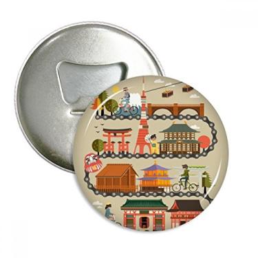 Imagem de Abridor de garrafas de mapa japonês tradicional com ímã de geladeira e emblema multifuncional
