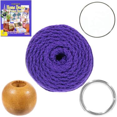 Imagem de Craft County Kits de cabide de plantas de macramê – corda de bonnie de 4 mm – Faz cabide de planta longo de 106 cm (roxo)