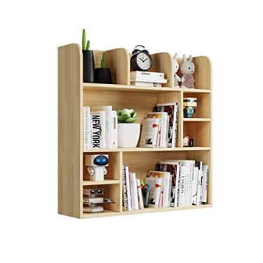 Imagem de KIZQYN Estante de livros multicamadas rack de armazenamento de madeira de mesa simples, pode armazenar livros/artigos de papelaria/cosméticos, mesa de armazenamento multifuncional (tamanho: 80cm)