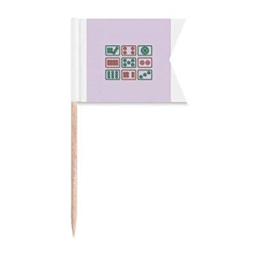 Imagem de Bobbin Suit Mahjong Art Deco Presente Fashion Palito Bandeiras Marcação para Bolo Festa Prato de Queijo