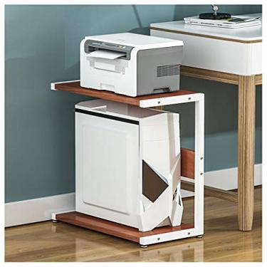 Imagem de KIZQYN Suporte de impressora simples suporte de impressora de mesa rack de armazenamento de duas camadas suporte de impressora organizador de mesa de pouso prateleira de armazenamento para impressora de mesa de casa e escritório (cor: b)