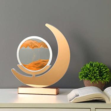 Imagem de Arte de areia em movimento, lâmpada de pintura de areia movediça em forma de lua nova LED, lâmpada de mesa com interruptor de toque, ornamentos criativos para decoração de presente (A1) Double the