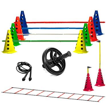 Imagem de Escada Agilidade + 10 Cones C/Barreiras + Corda + 1 Roda