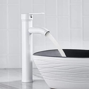 Imagem de Torneira para lavatório de água quente e fria fosca de alça única para armário de banheiro Torneira para lavatório montada no convés,H