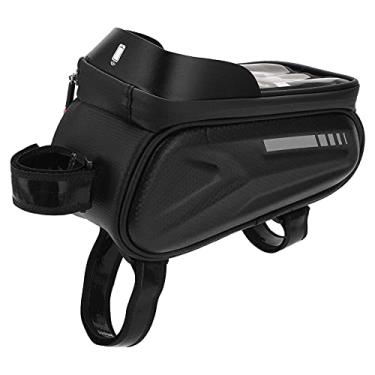 Imagem de Bolsa de quadro frontal para telefone de bicicleta, bolsa de tubo superior para bicicleta suporte de telefone para viagens diárias para bicicleta (branco reflexivo)