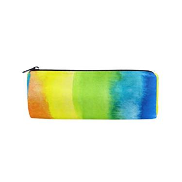 Imagem de Estojo redondo para lápis vago com pintura de arco-íris multifuncional, bolsa organizadora com fecho de zíper