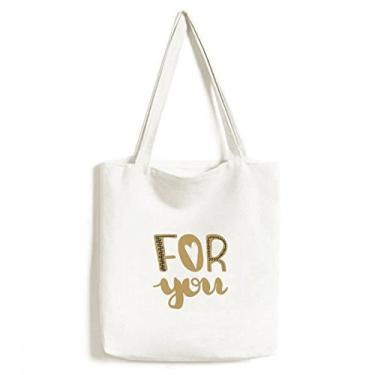 Imagem de For You Bolsa de lona com citação dourada, bolsa de compras casual