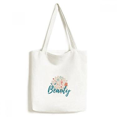 Imagem de Bolsa de lona com estampa de flores de pássaro, bolsa de compras casual