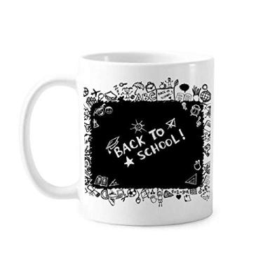 Imagem de Lousa Graffiti Estilo Escolar Contorno Caneca Cerâmica Café Porcelana Talheres