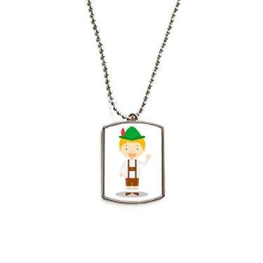 Imagem de DIYthinker Colar de aço inoxidável com pingente de placa de identificação para cães com desenho da Alemanha marrom verde