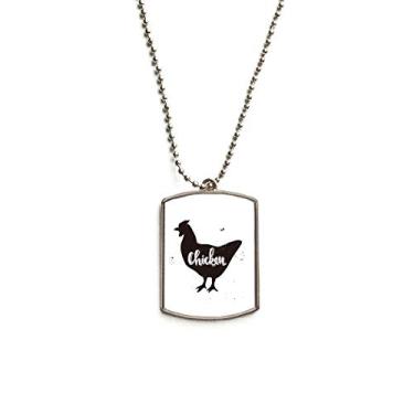 Imagem de DIYthinker Colar de animal de estimação com pingente de corrente de aço inoxidável preto e branco de galinha