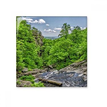 Imagem de Azulejo de cerâmica brilhante Cenário Florestal Verde Cenário Florestal Pedra adornada tijolo vitrificado