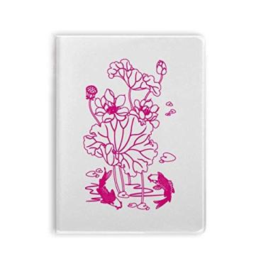 Imagem de Caderno de folhas de lótus Flower Lotus Root Fish Water Caderno Diário de capa macia