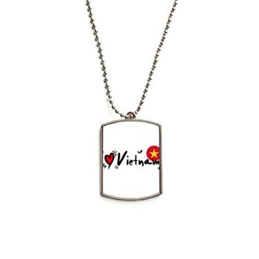 Imagem de DIYthinker I Love Vietnam Palavra Bandeira Love Coração Ilustração Corrente de Aço Inoxidável Pingente Colar para Animais de Estimação