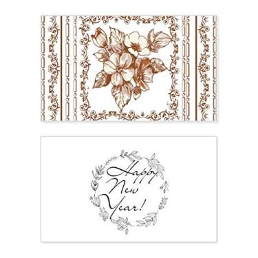 Imagem de Moldura de flor de arte barroca padrão moderno festival de ano novo cartão felicitações Bless mensagem presente