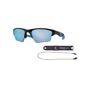 Imagem de Oakley OO9154 Half Jacket 915467 62MM Matte Black/Prizm Deep Water Polarized Rectangle Sunglasses for Men + BUNDLE with Oakley Accessory Leash Kit
