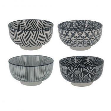 Imagem de Conjunto De Bowls De Porcelana Preto E Branco Decorativo  4 Pcs 13 - B