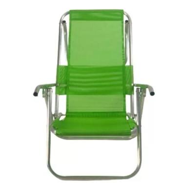Imagem de Cadeira De Praia Aluminio Deitar Alta 5 Posições Reforçada 140kg- VERDE PISTACHE