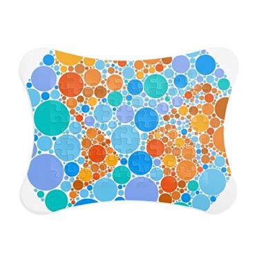 Imagem de Moldura de quebra-cabeça de mapa mundial laranja azul com moldura de quebra-cabeça