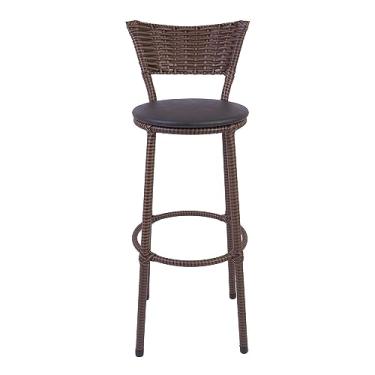 Imagem de Banqueta Alta Com Encosto e Revestimento em Junco Bancada Balcão Cozinha Área Gourmet (Preto)