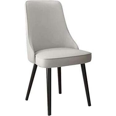 Imagem de Cadeira De Jantar Cadeiras De Cozinha Com Encosto De Couro De Microfibra Resistente Ao Desgaste À Prova D'água Cadeiras Laterais Modernas De Meados Do Século Para Sala De Estar Com Pés De Aço Galv