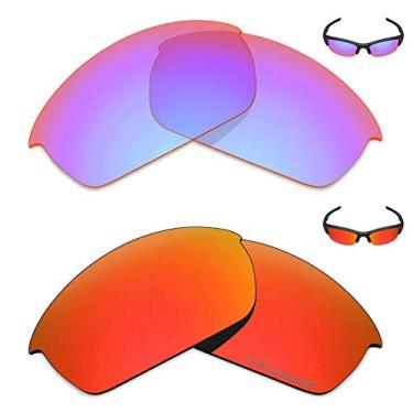 Imagem de Mryok+ 2 pares de lentes polarizadas de substituição para óculos de sol Oakley Flak Jacket – Rosa cobalto/vermelho fogo