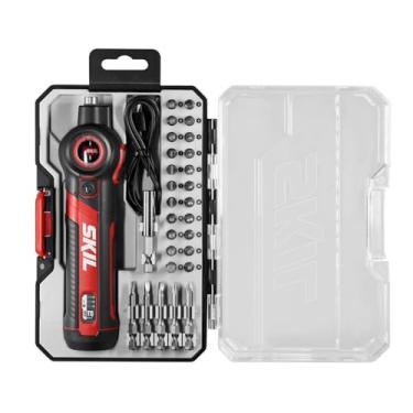 Imagem de SKIL Chave de fenda Twist 2.0 recarregável de 4 V com cabeça giratória, configuração de torque, cabo de carregamento USB-C, conjunto de bits de 28 peças e estojo de transporte - SD5619-02