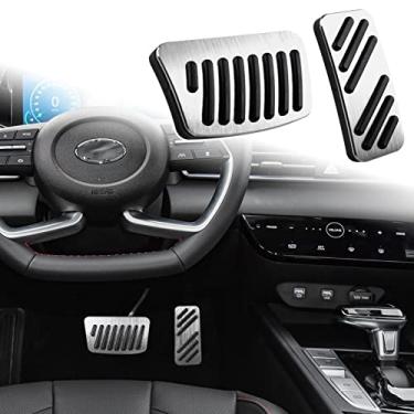 Imagem de ANFOKAS Compatível com Hyundai Elantra Accent Loniq Kona Venus Compatível com Kia Forte NIRO Rio Sedona Seltos Soul Accessories Sporty Antiderrapante Pedal Capas Pedais Pads - Prata