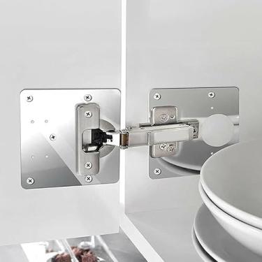 Imagem de Dobradiça Universal Placa de Fixação Aço Inox + 6 parafusos