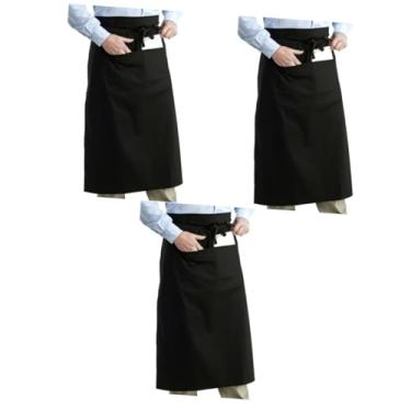 Imagem de MAGICLULU 3 Pecas avental de churrasco para homens avental preto cintura babadores adultos aventais para homens avental cintura com bolsos avental de cozinha com bolso tons de terra servidor